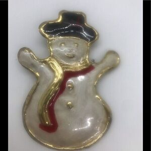 VINTAGE SNOWMAN Mixed‎ Metal  Brooch Pendant